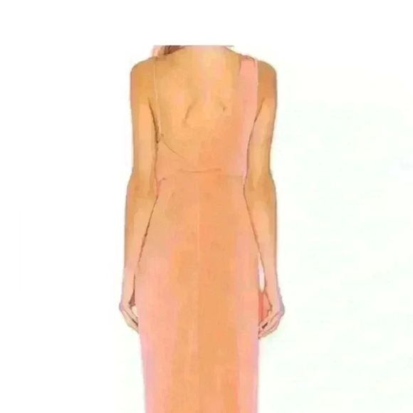 🔥🔥NWT NBD X Revolve Sangria Maxi Gown Slit Drape Maxi Dress Sherbert Peach Small - Picture 2 of 8